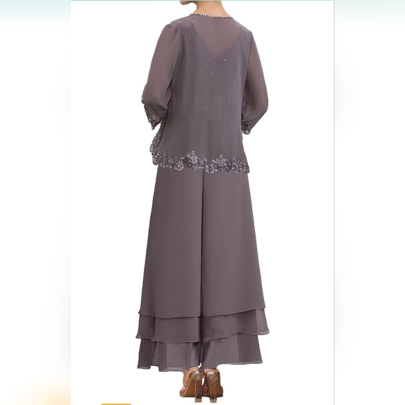 Mother of The Bride Pants Suits for Wedding Chiffon Formal Gown - Picture 3 of 8